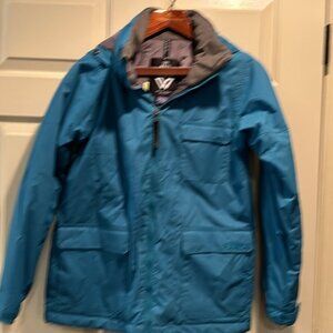 Burton Dry ride Snowboard Coat Blue Girls Size LHooded Snow White Collect(m50)